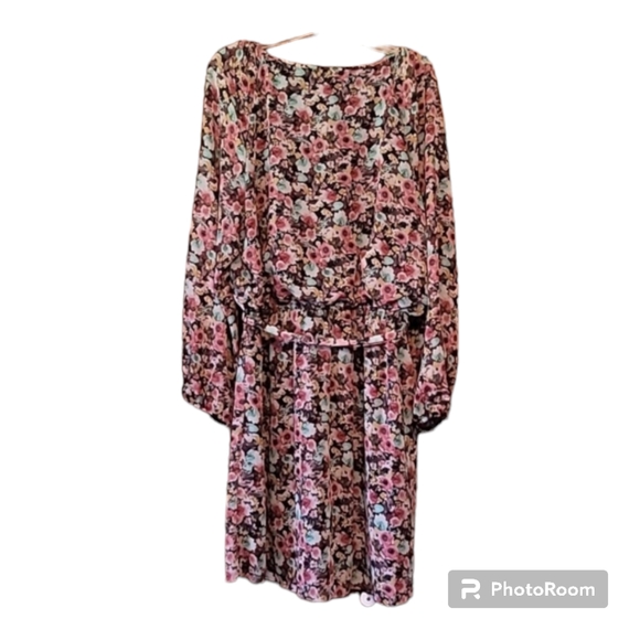 Speechless 2X floral dress sheer long sleeves elastic waist whimsigoth - Picture 2 of 10